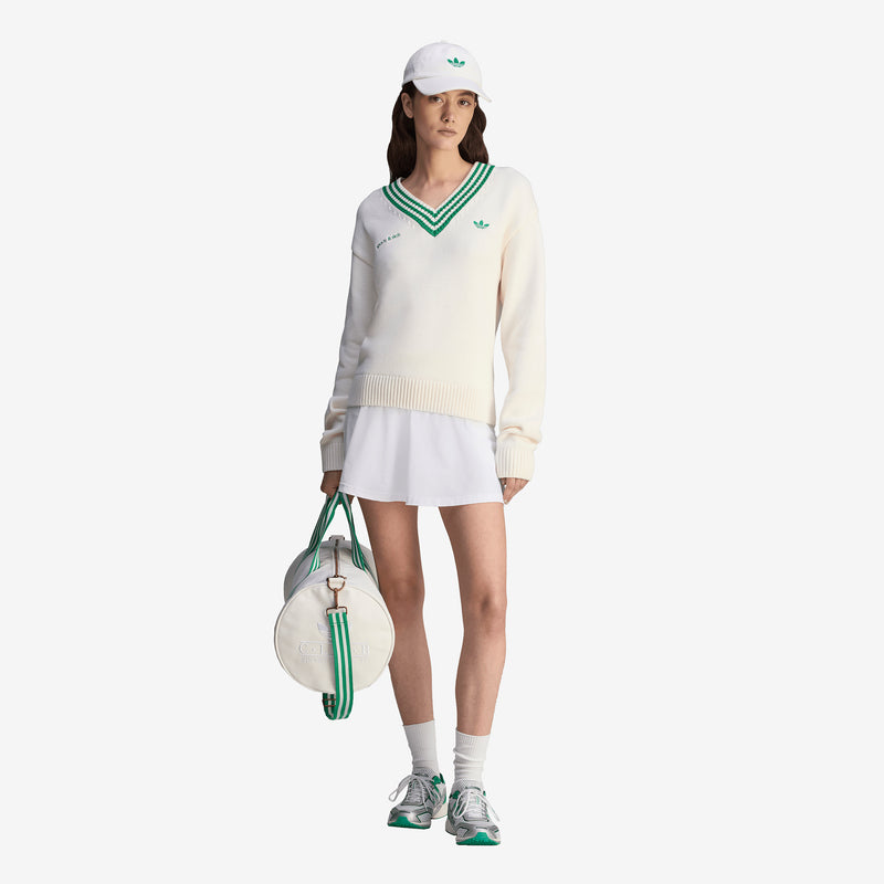 Sporty & Rich x Women's V-Neck Sweatshirt Off White | Court Green Jumpers