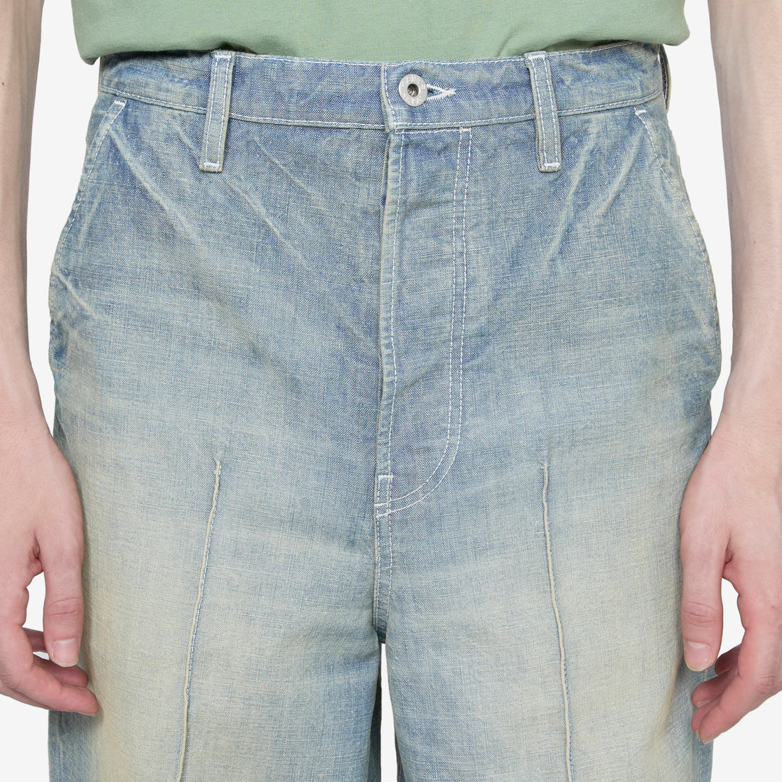 Large Straight Fit Jeans Dirty Denim Stone Blue Pants