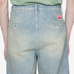 Large Straight Fit Jeans Dirty Denim Stone Blue