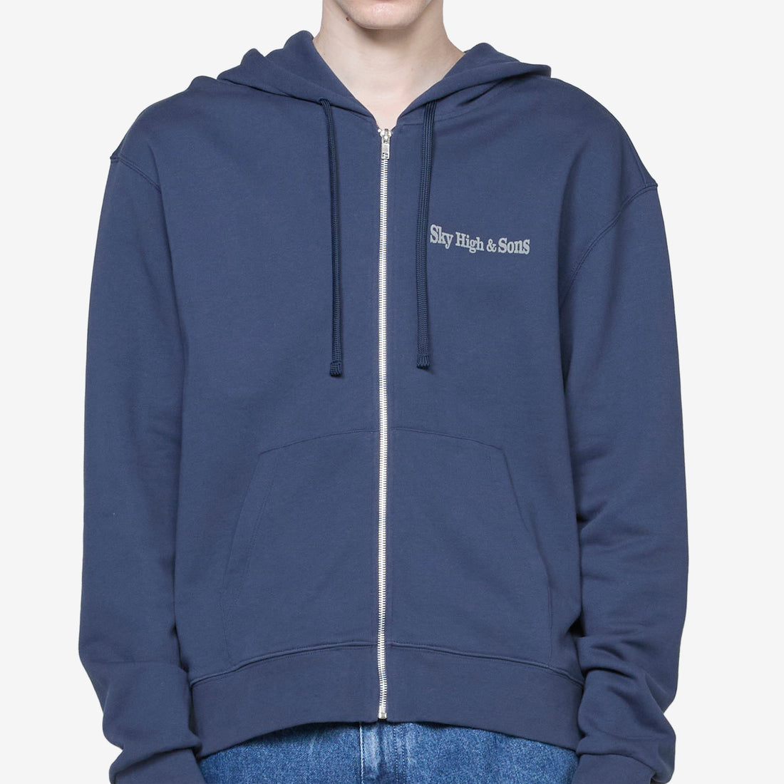 Unisex Sky High and Sons Zip-Up Hoodie Navy Jumpers