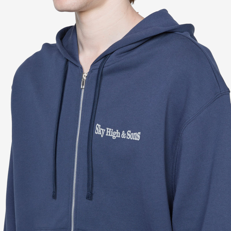 Unisex Sky High and Sons Zip-Up Hoodie Navy Jumpers
