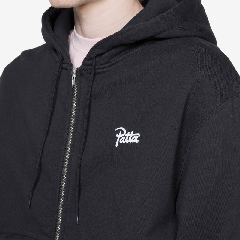 Classic Zip Up Hooded Sweater Black