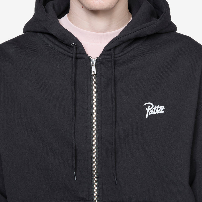 Classic Zip Up Hooded Sweater Black