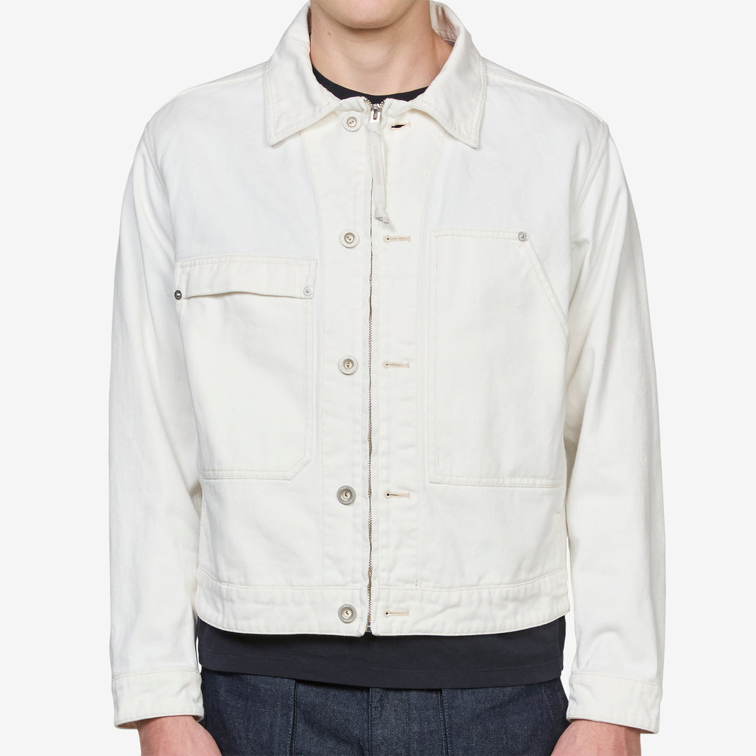 Bull Denim Zip Jacket Gauze White Jackets