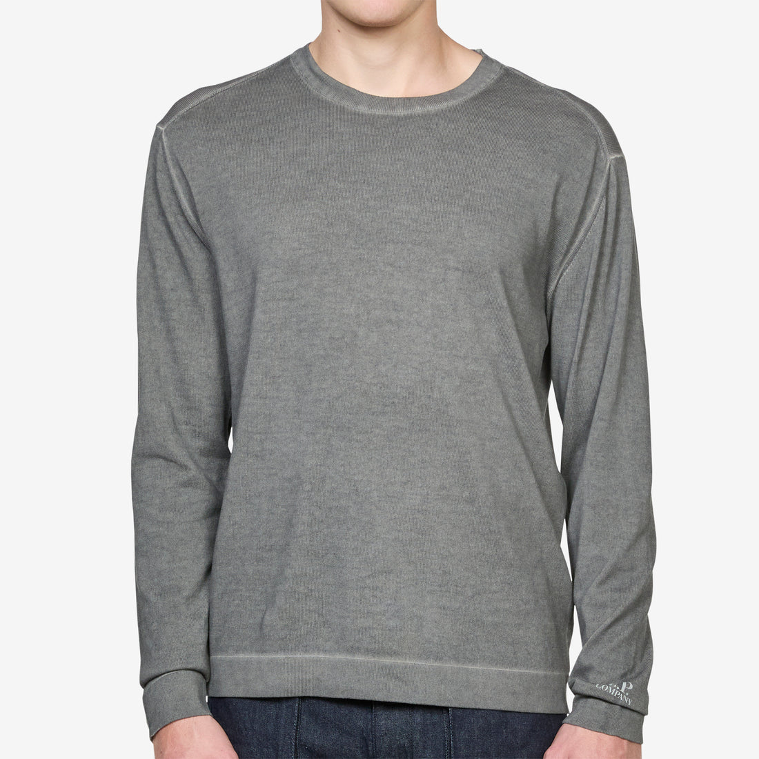 Cotton Crepe Double Dyed Crewneck Sweater Gunmetal Jumpers