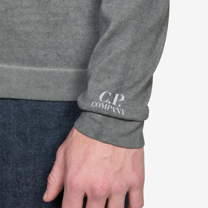 Cotton Crepe Double Dyed Crewneck Sweater Gunmetal