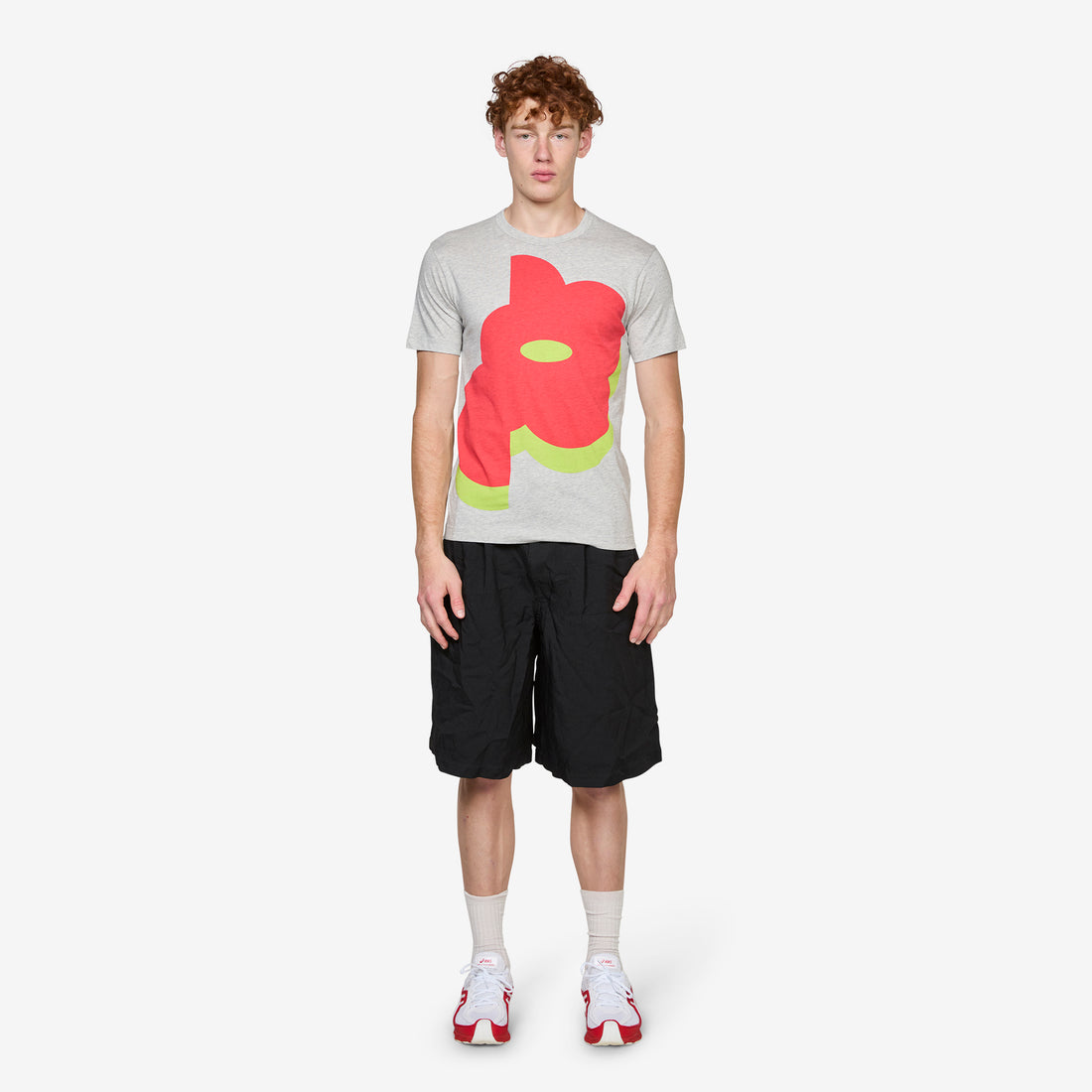 Printed Cotton Jersey T-Shirt Top Grey Tees