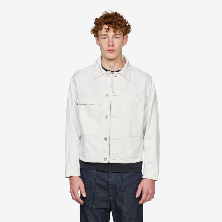 Bull Denim Zip Jacket Gauze White Front