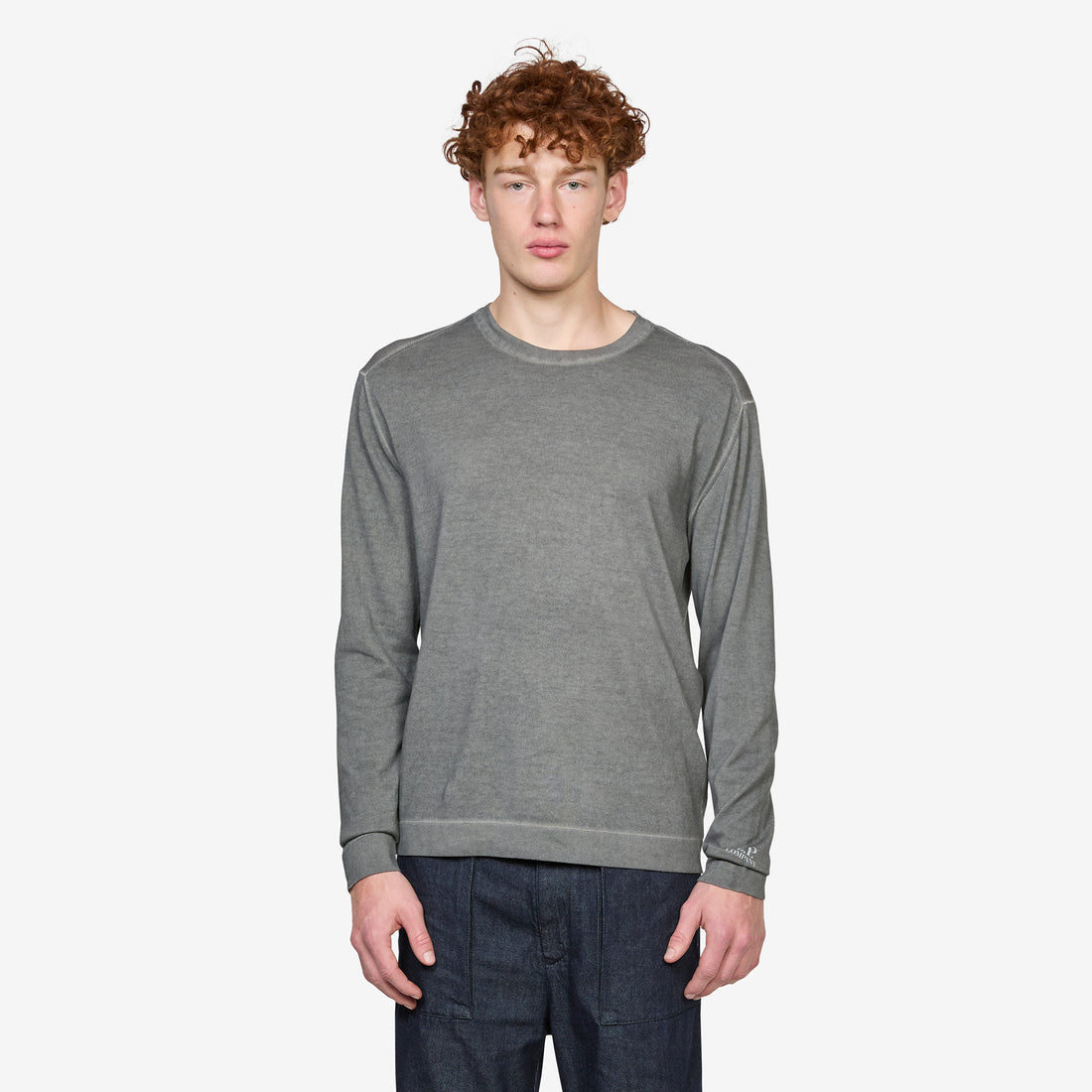 Cotton Crepe Double Dyed Crewneck Sweater Gunmetal Jumpers