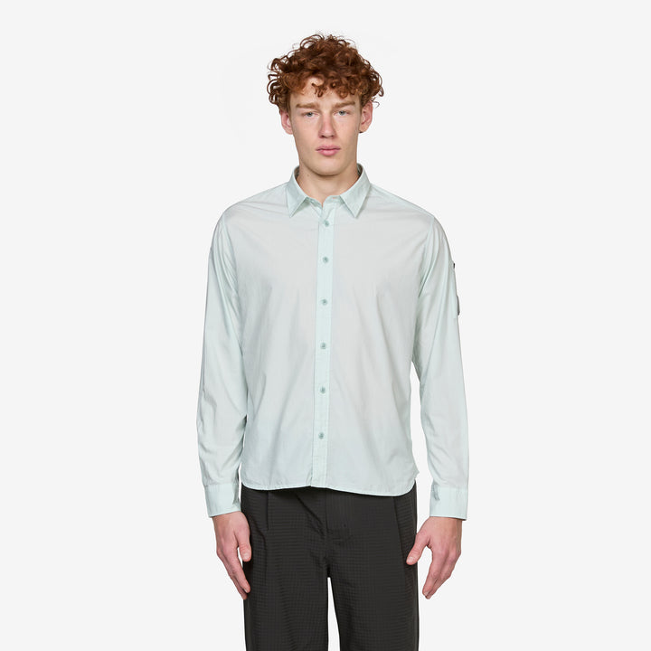Popeline Longsleeve Lens Button Shirt Misty Blue Front
