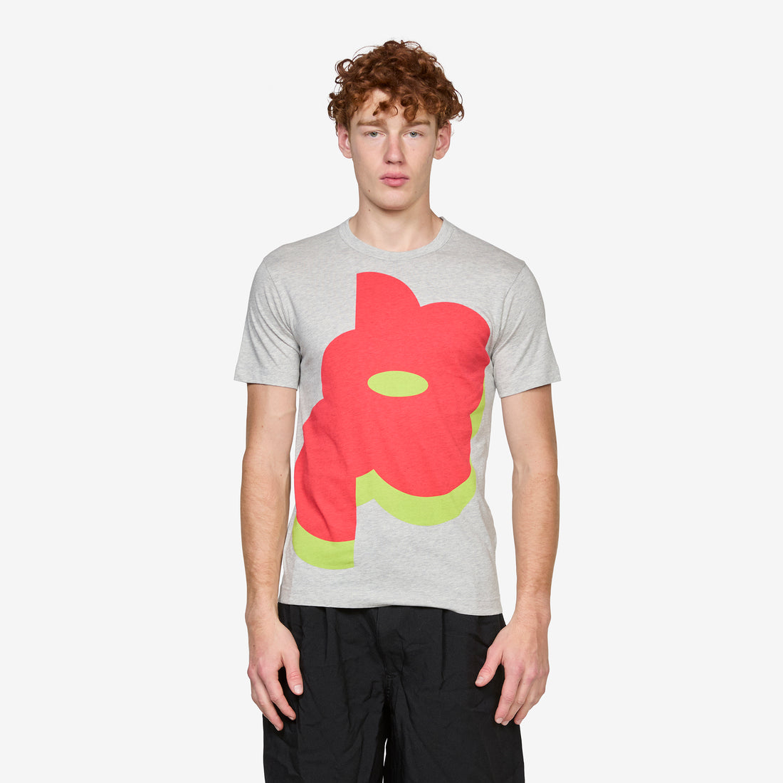 Printed Cotton Jersey T-Shirt Top Grey Tees