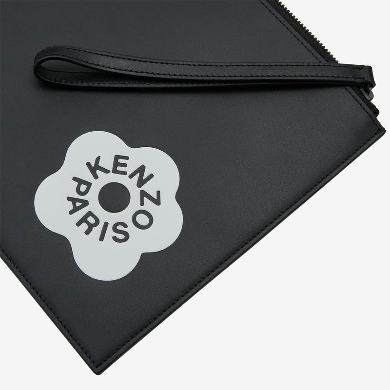 'KENZO STAMP' Large Leather Clutch Black Accessories