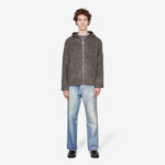 Full Zip Hood Mole Grey Hairy Wool