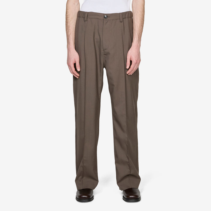 Tropical Wool Tailored Trouser Truffle Front