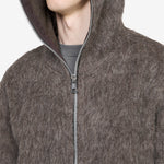 Full Zip Hood Mole Grey Hairy Wool