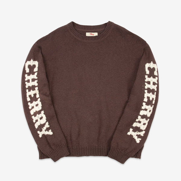 Cotton Knit Crewneck Sweater Mocha Brown Jumpers