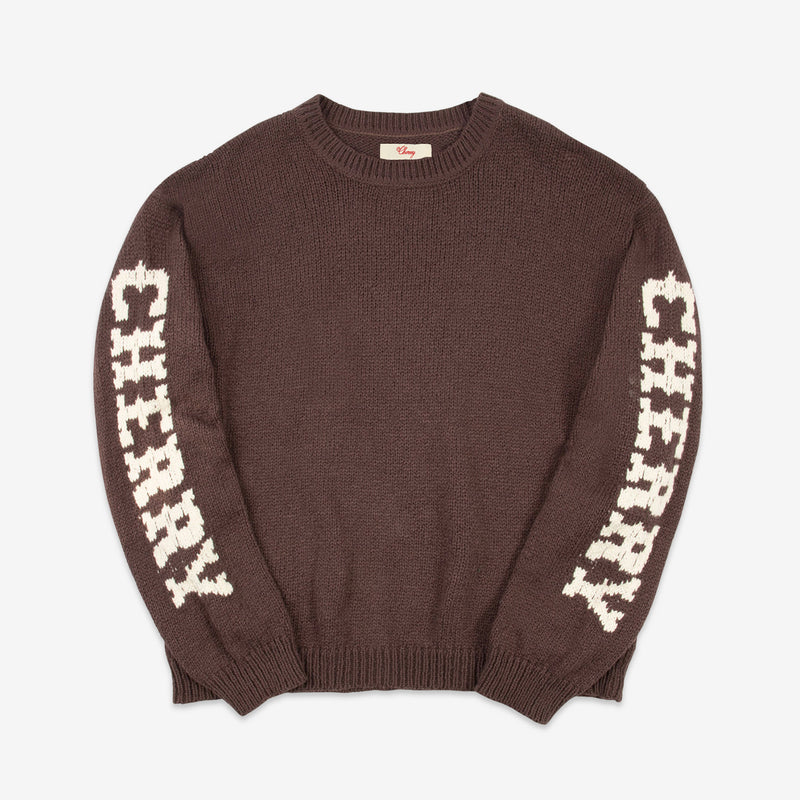 Cotton Knit Crewneck Sweater Mocha Brown Jumpers