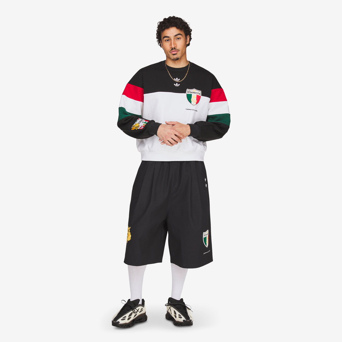 Willy Chavarria x Fleece Crewneck Sweatshirt Black | White Shirts