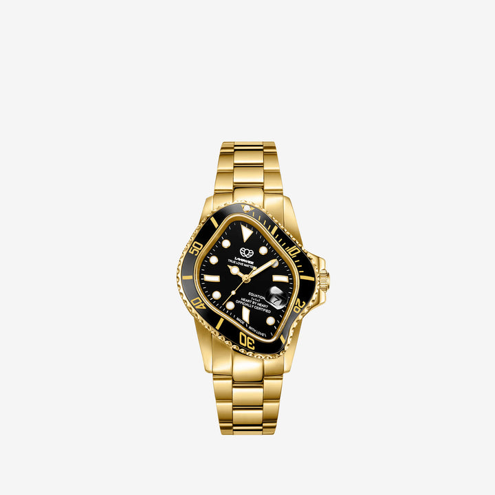 PEA001 Golden Precision Steel | Black Bezel | Black Dial 40mm Front