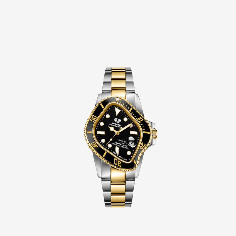 PEA001 Silver & Golden Precision Steel | Black Bezel | Black Dial 40mm Jewellery