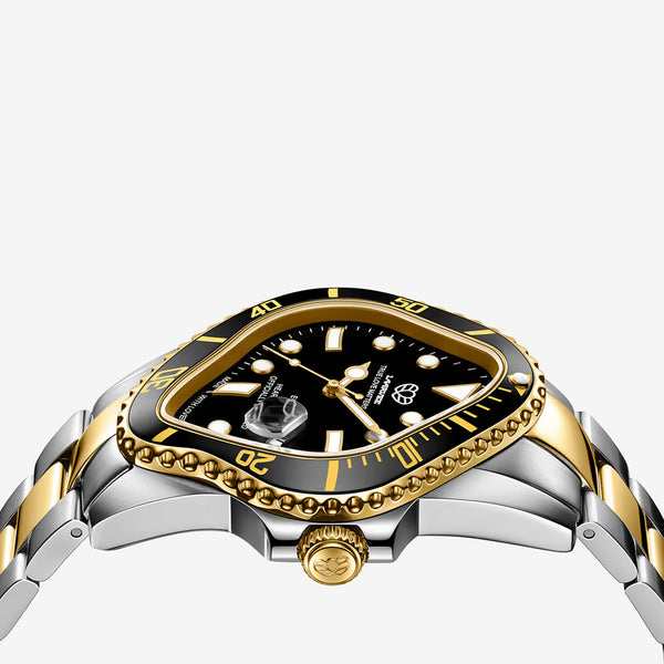 PEA001 Silver & Golden Precision Steel | Black Bezel | Black Dial 40mm Jewellery