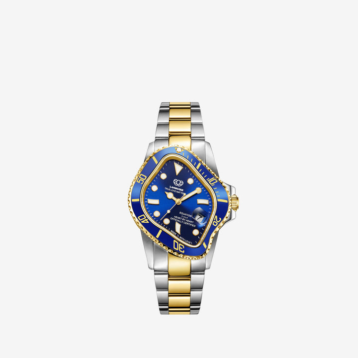 PEA001 Silver & Golden Precision Steel | Blue Bezel | Blue Dial 40mm Front