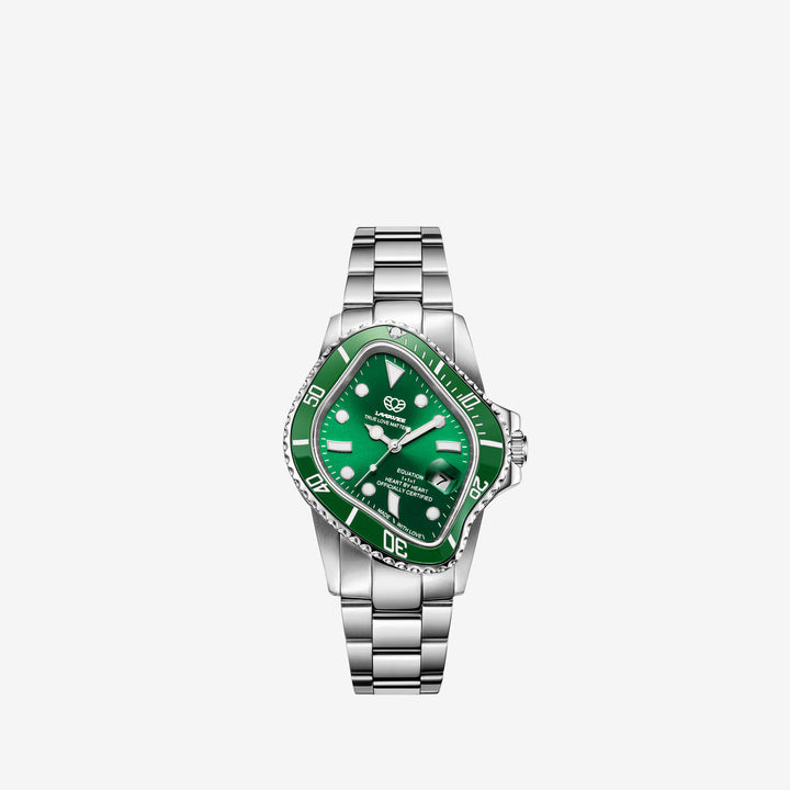 PEA001 Silver Precision Steel | Green Bezel | Green Dial 40mm Front