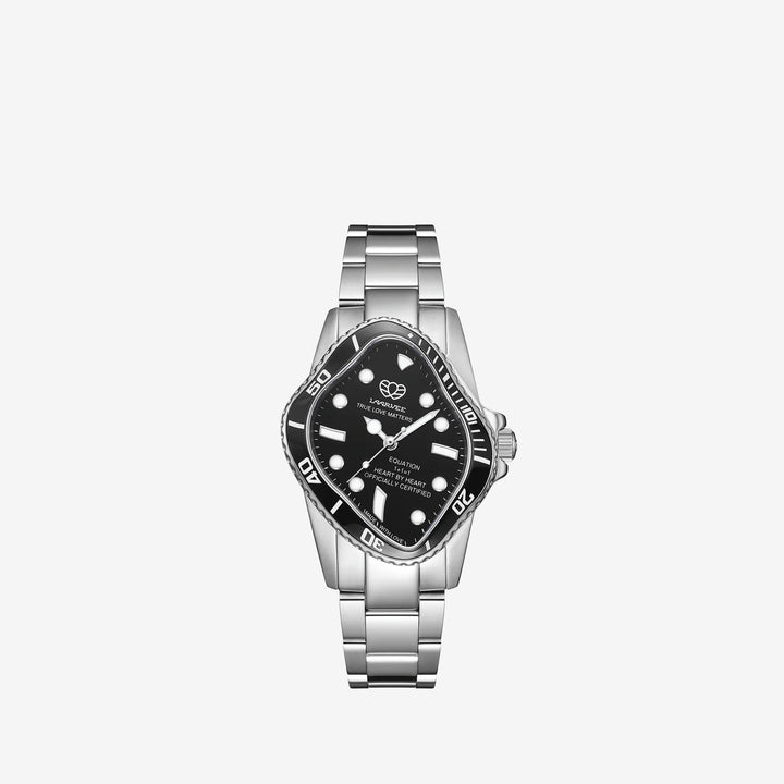 PEA101 Silver Precision Steel | Black Bezel | Black Dial 32mm Front