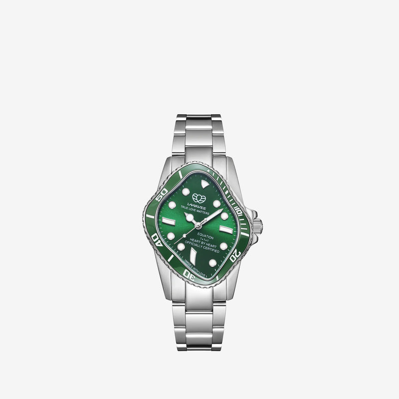 PEA101 Silver Precision Steel | Green Bezel | Green Dial 32mm Jewellery