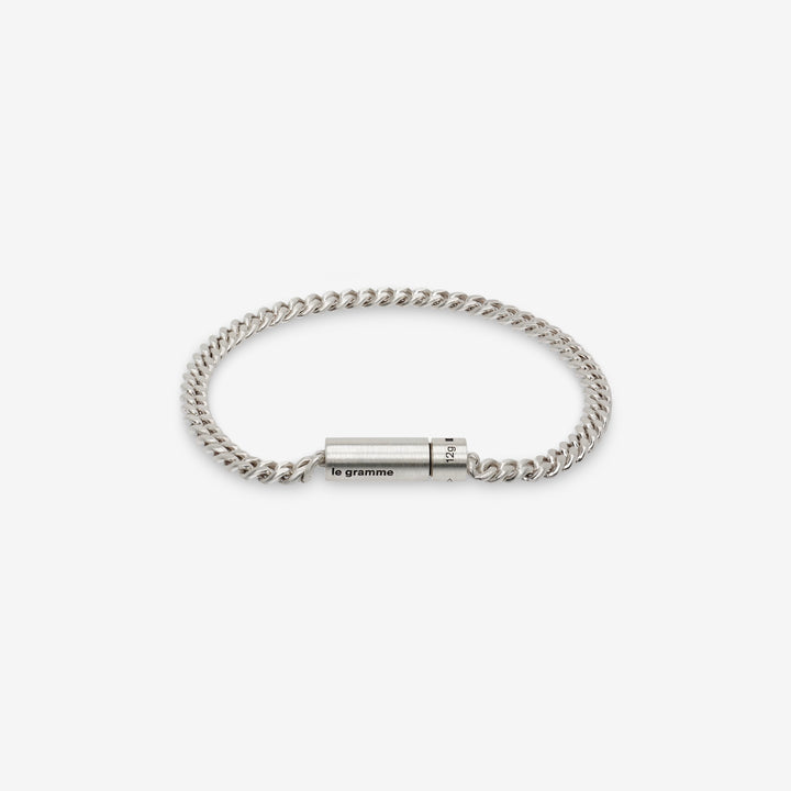 12g Curb Chain Brushed Sterling Silver Cable Bracelet Front