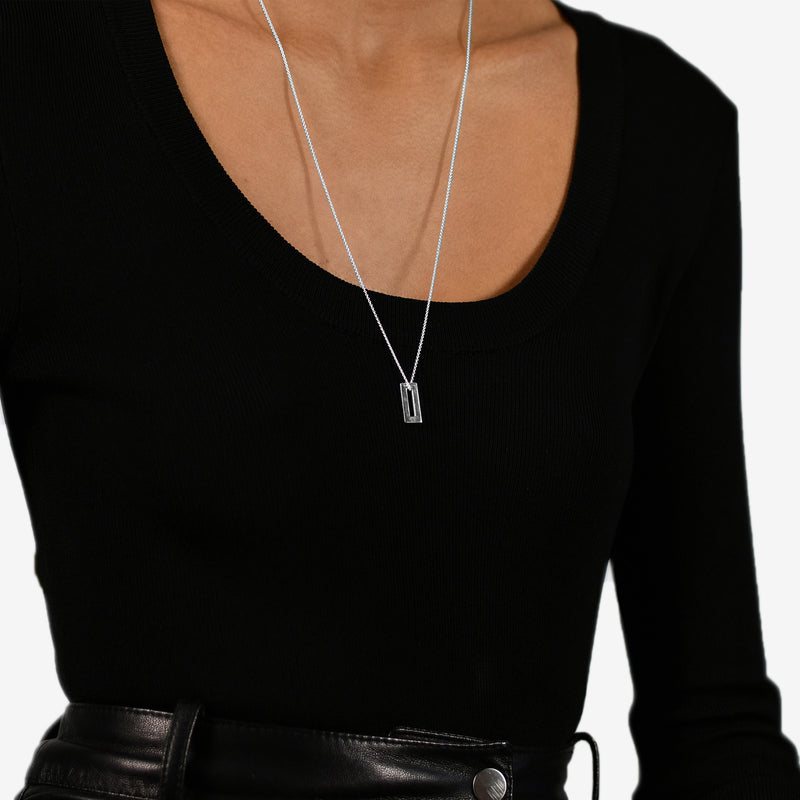 Silver Brushed le 1.5g Rectangle Pendant