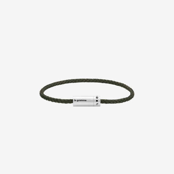 7g Brushed Sterling Silver & Khaki Polyester Nato Cable Bracelet Jewellery