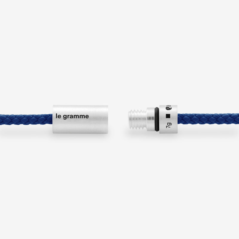 7g Brushed Sterling Silver & Blue Polyester Nato Cable Bracelet Jewellery