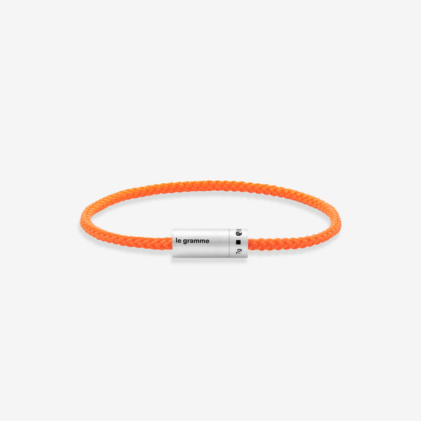 7g Brushed Sterling Silver & Orange Fluro Polyester Nato Cable Bracelet Jewellery