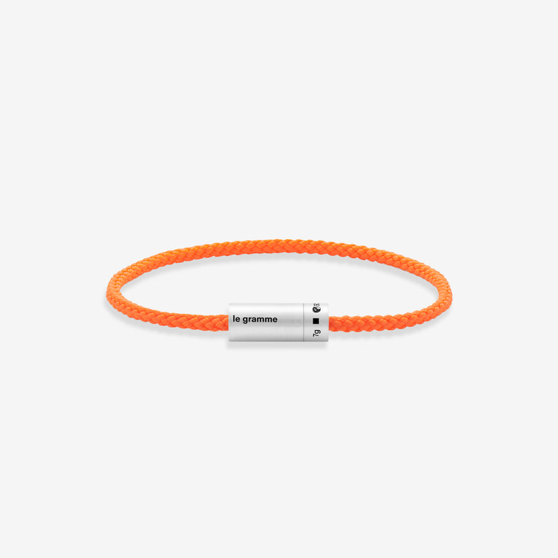 7g Brushed Sterling Silver & Orange Fluro Polyester Nato Cable Bracelet Jewellery