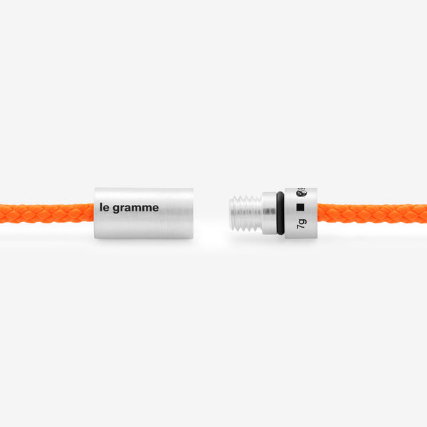 7g Brushed Sterling Silver & Orange Fluro Polyester Nato Cable Bracelet Jewellery