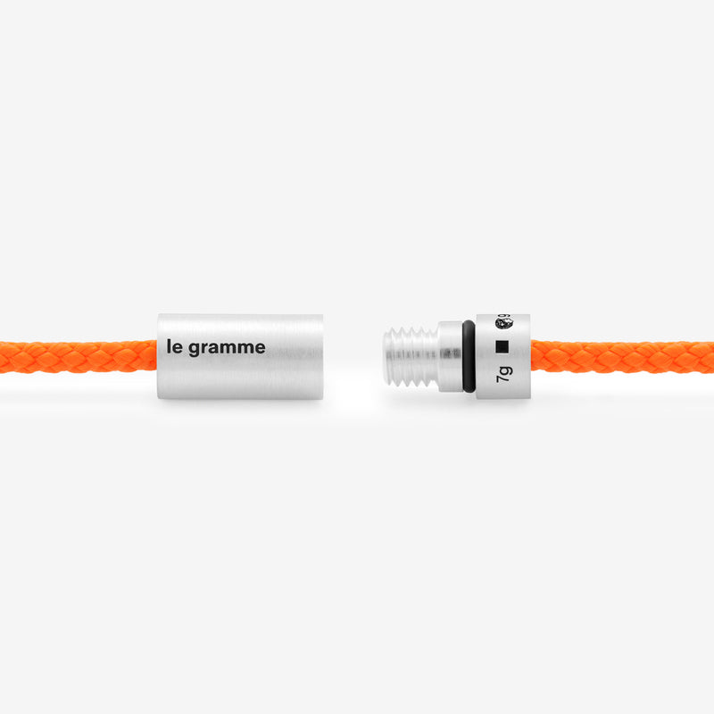 7g Brushed Sterling Silver & Orange Fluro Polyester Nato Cable Bracelet Jewellery