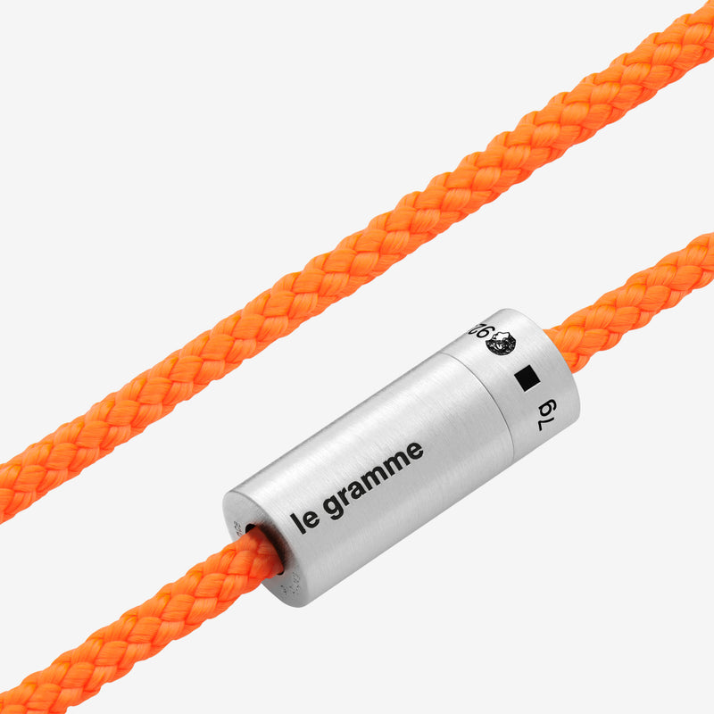 7g Brushed Sterling Silver & Orange Fluro Polyester Nato Cable Bracelet Jewellery