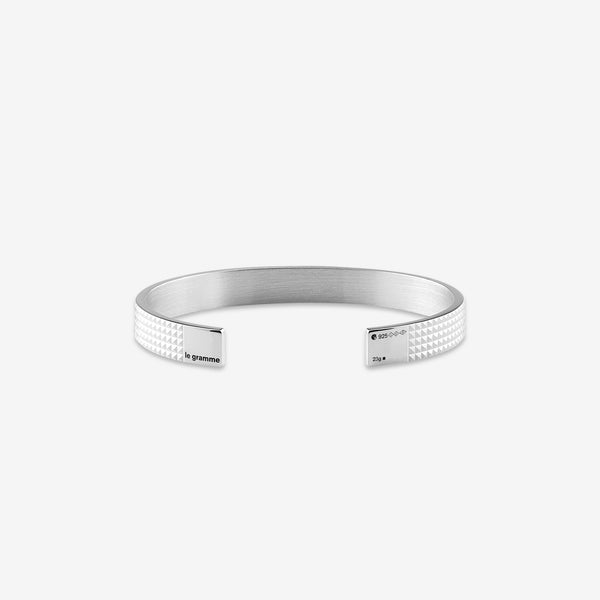 23g Polished Sterling Silver Pyramid Guilloché Ribbon Bracelet Jewellery