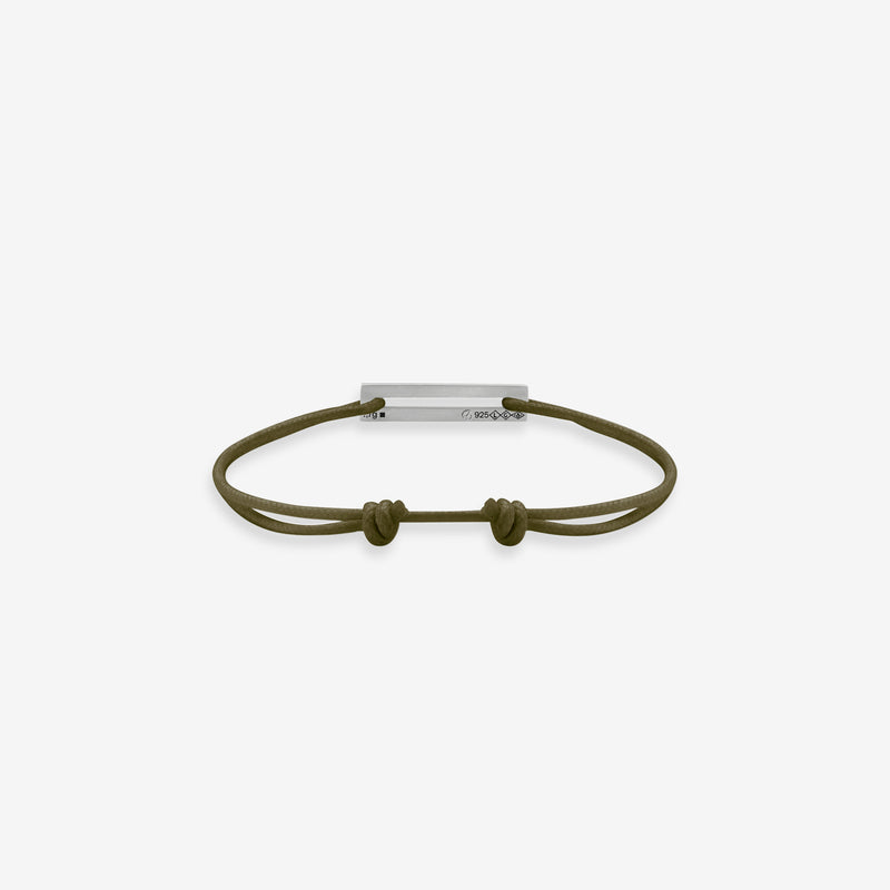 1.7g Polished Sterling Silver & Khaki Polyester Cord Bracelet Jewellery