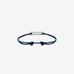 1.7g Polished Sterling Silver & Navy Polyester Cord Bracelet