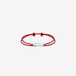 1.7g Polished Sterling Silver & Red Polyester Cord Bracelet