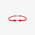 1.7g Polished Sterling Silver & Red Polyester Cord Bracelet