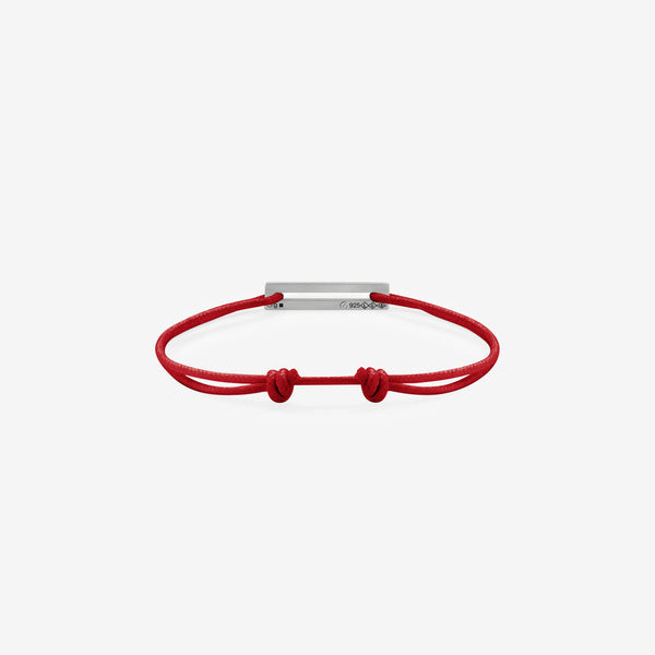 1.7g Polished Sterling Silver & Red Polyester Cord Bracelet Jewellery