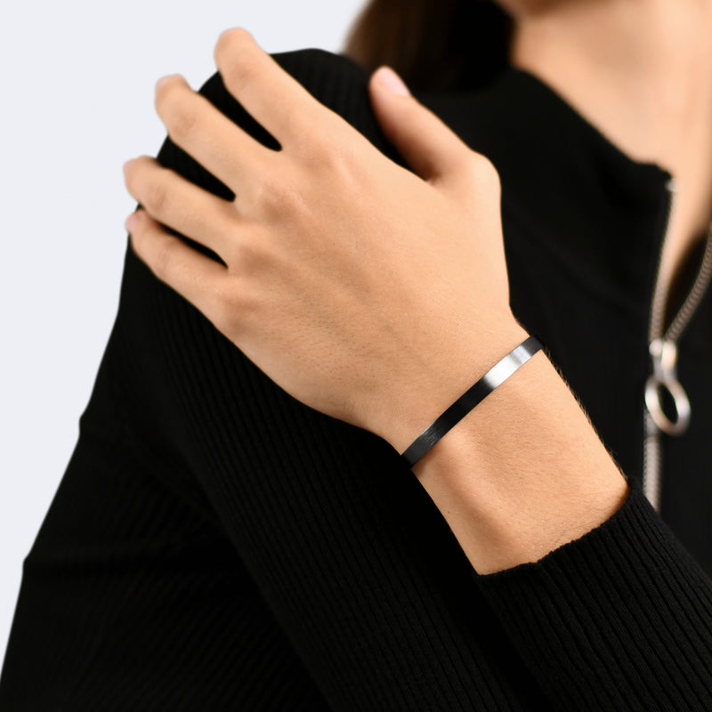 15g Brushed Black Sterling Silver Ribbon Bracelet Jewellery