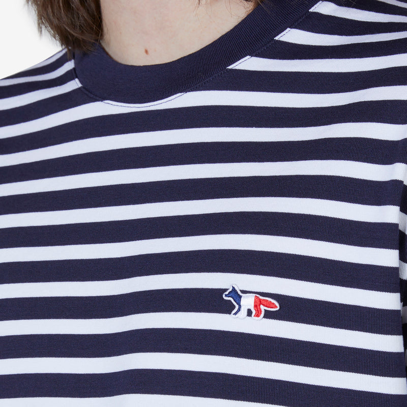Tricolour Fox Patch Classic Marin T-Shirt Navy Stripes