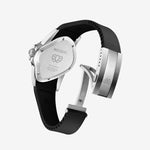 PEA001RS Silver Precision Steel | Black Bezel | Black Dial | Black FKM Rubber Belt 40mm