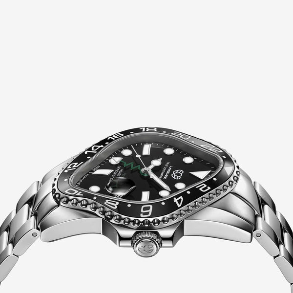 PEA001GMT Silver Precision Steel | Black Bezel | Black Dial 40mm Jewellery