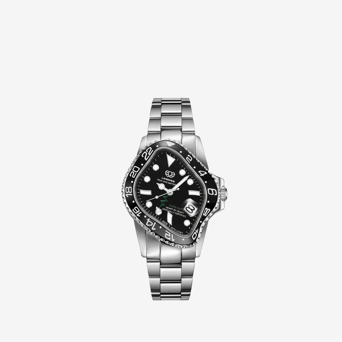PEA001GMT Silver Precision Steel | Black Bezel | Black Dial 40mm Jewellery