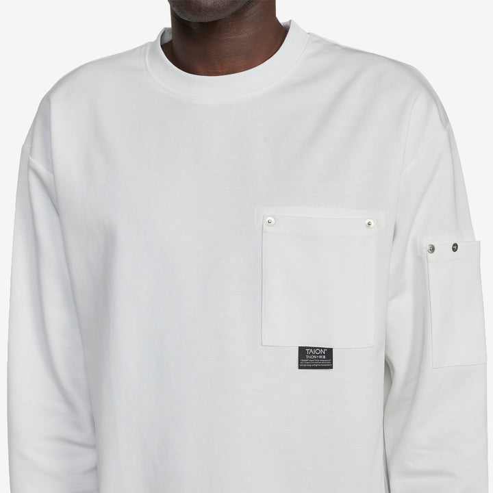 Work Rivet Pocket Long Sleeve T-Shirt White